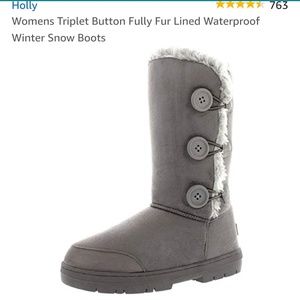 ❄Triplet button fur lined waterproof snow boots